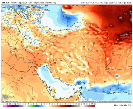 صدور اخطار قرمز هواشناسی برای ۲ استان دمای هوا به ۵۰ درجه می رسد